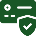 A green icon with a check mark and a shield.